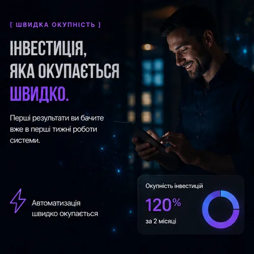 Показник окупності інвестицій — 120% за два місяці: перші результати автоматизації видно вже в перші тижні.